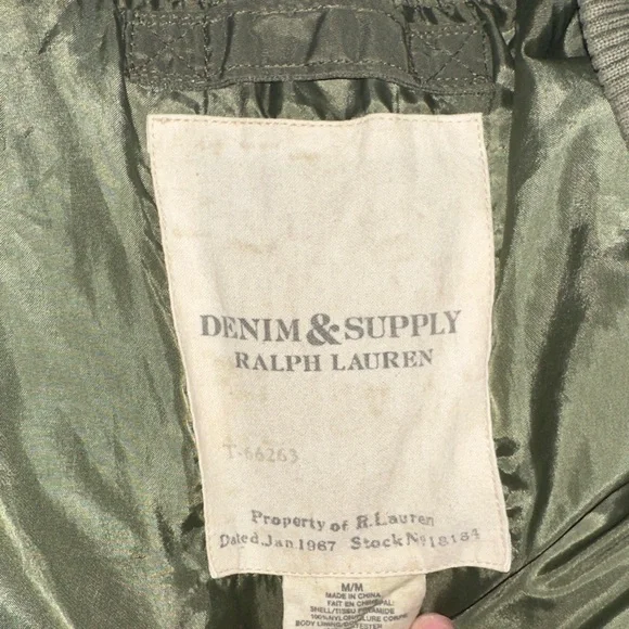 RARE Denim & Supply Ralph Lauren Khaki Bomber Jacket - Picture 4 of 9